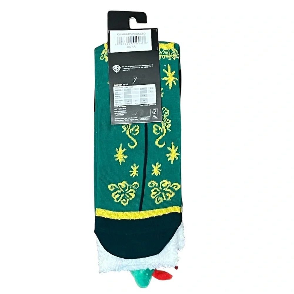 Elf Men's 3D Costume Design Felt Hat Feather Crew Sock Size: 8-12